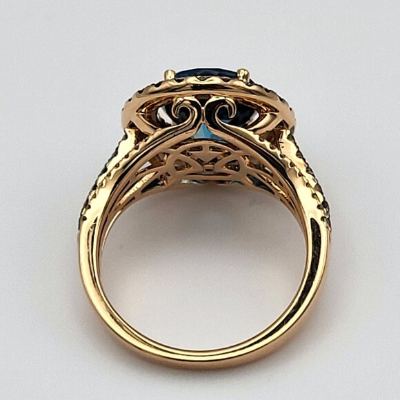 Le Vian Deep Sea Blue Topaz & Diamond Ring, 14kt Rose Gold Size 7 - Picture 6 of 8